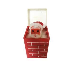 Vintage Santa Chimney Toy Santa pops out of chimney Squeeks 1960s Fun World toy
